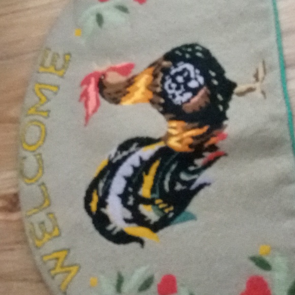 Welcome Rooster Needlepoint Mat - Picture 2 of 4